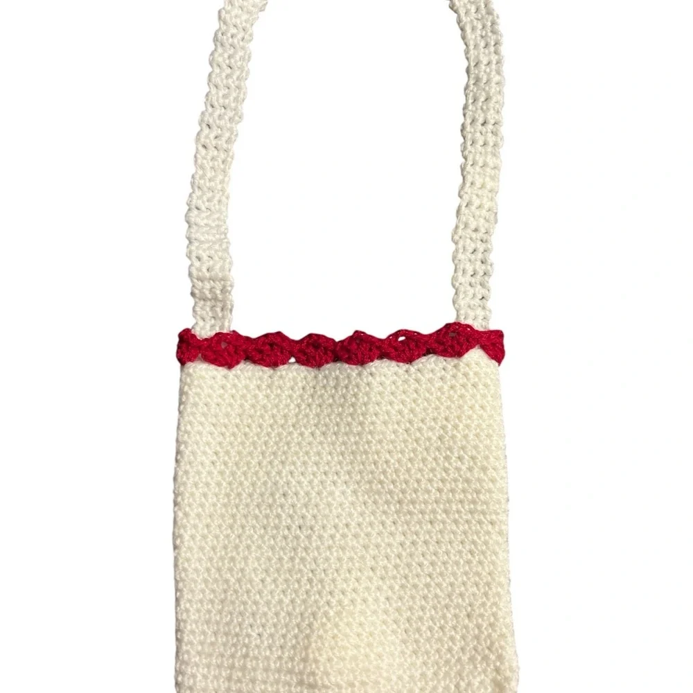 Hand Crafted Ladybug Dress with Matching Purse Crochet Red around White T Shirt - Picture 13 of 14